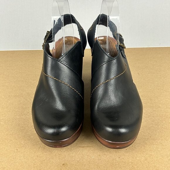 boc Cecila Slingback Clogs Womens 10 Black Faux Leather Block Heel Buckle - Picture 2 of 10